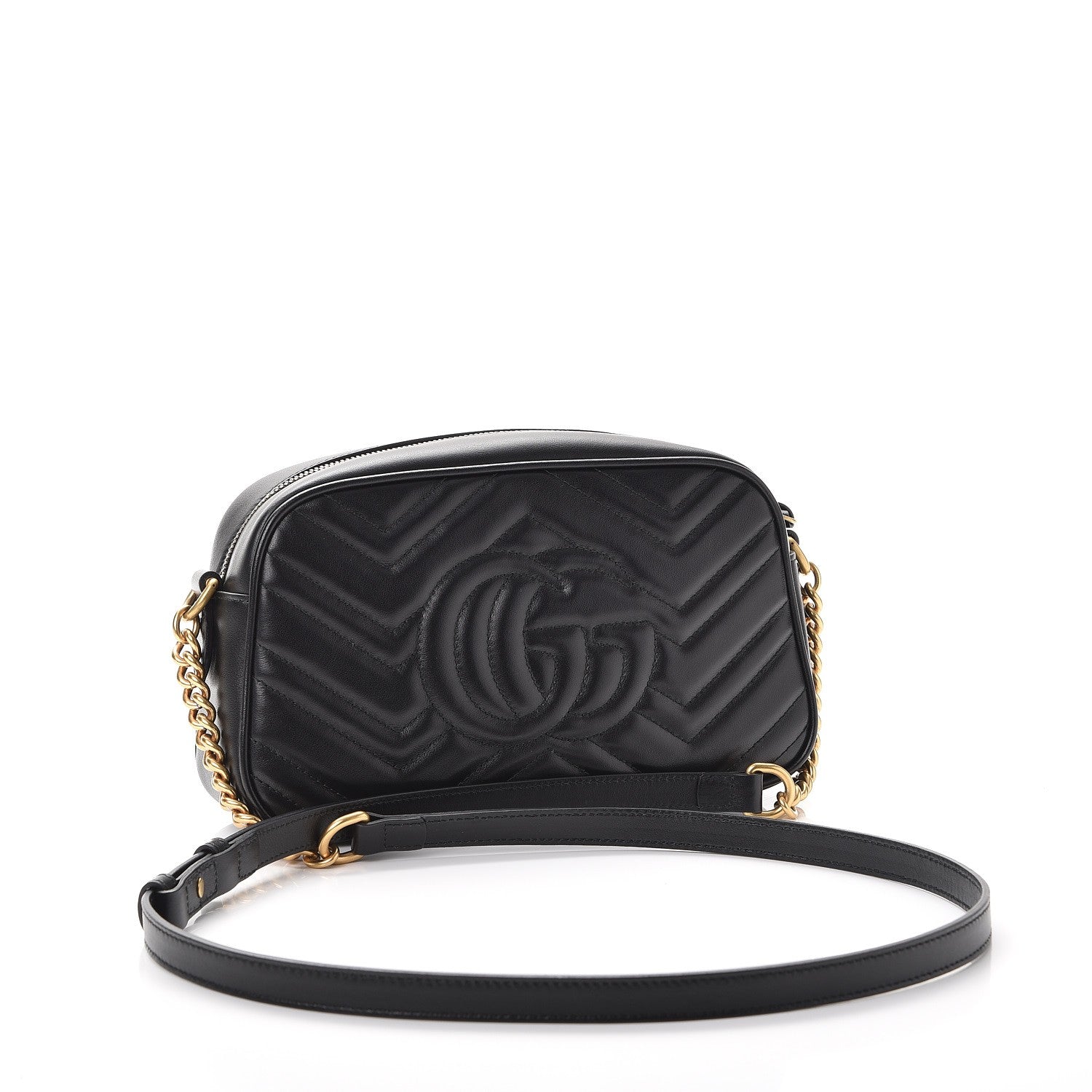 Gucci Calfskin Matelasse Small GG Marmont Chain Shoulder Bag Black 3 of 8