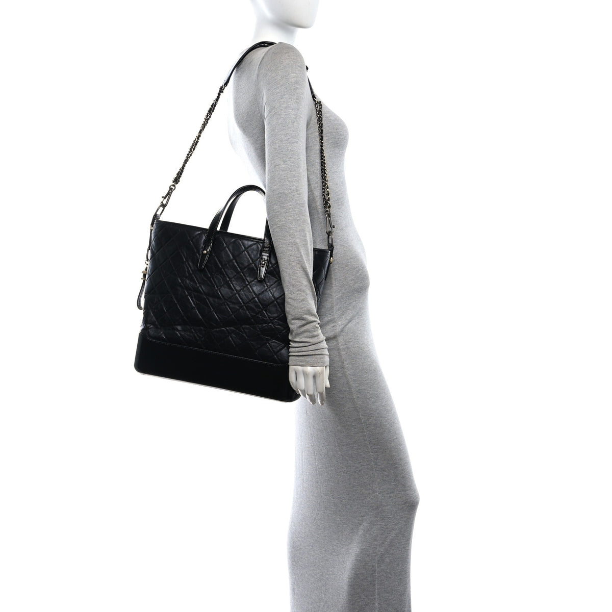 Chanel Calfskin Quilted Large Gabrielle Shopping Tote Black 2 of 10