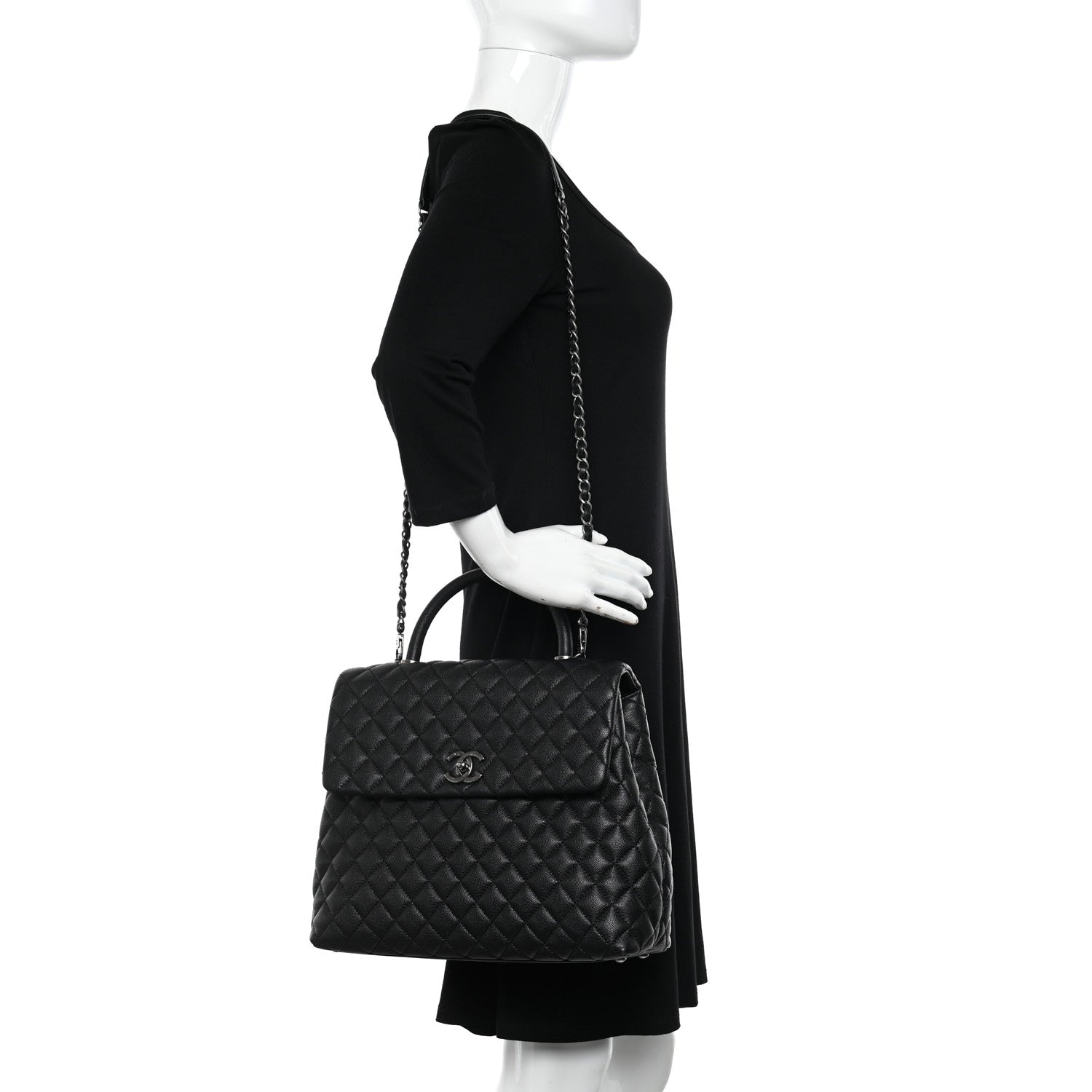 Chanel Caviar Quilted Large Coco Handle Flap Black 2 of 9