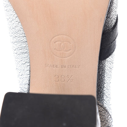 Chanel Mesh Grosgrain Cap Toe Short Boots 38.5 Grey Black 8 of 14