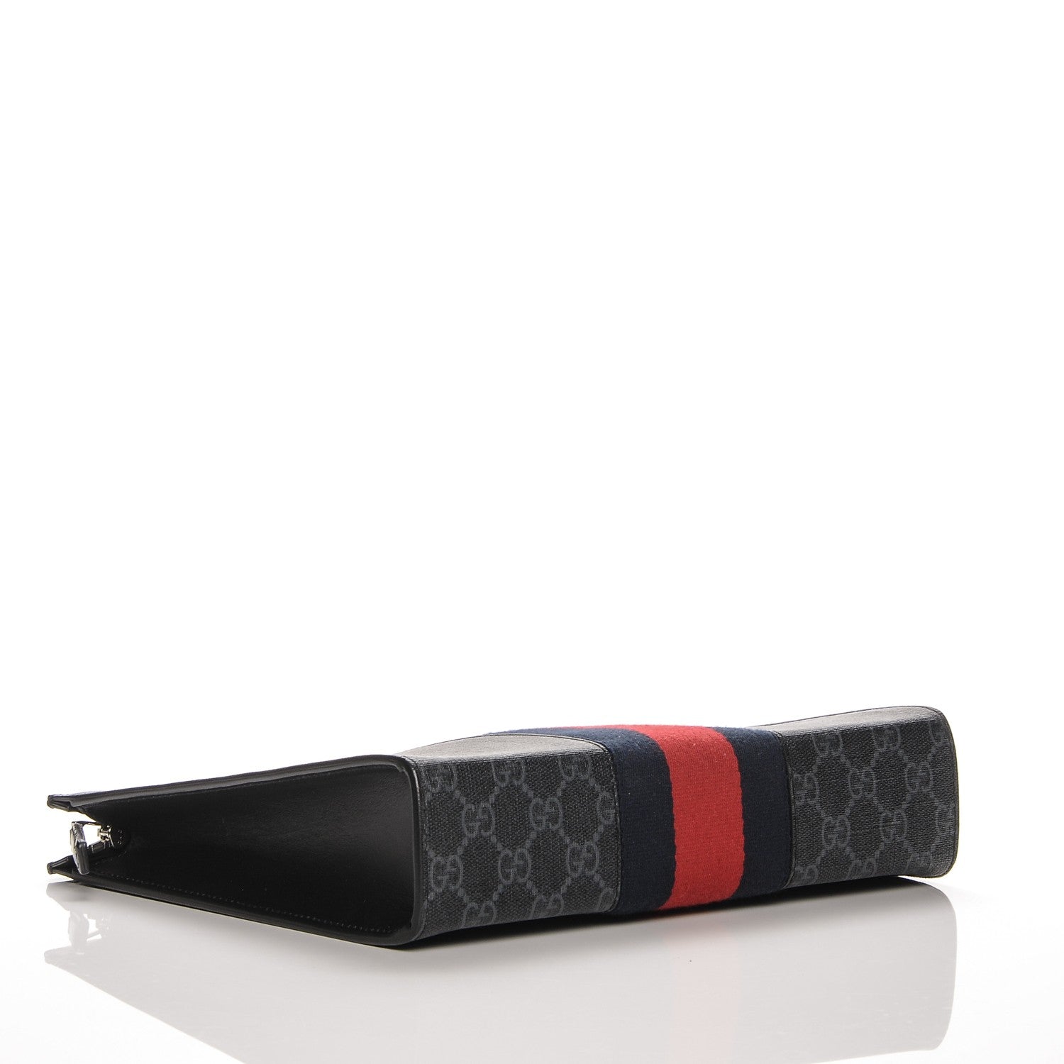 Gucci GG Supreme Monogram Selleria Calfskin Web New Web Cosmetic Case Black 4 of 6
