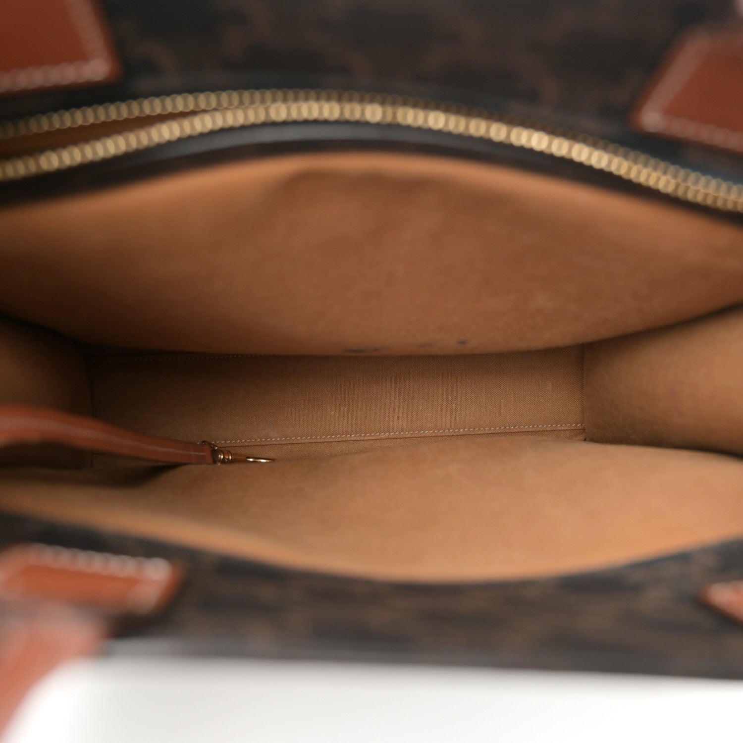 Celine Triomphe Canvas Calfskin Small Vertical Cabas Tan 5 of 10