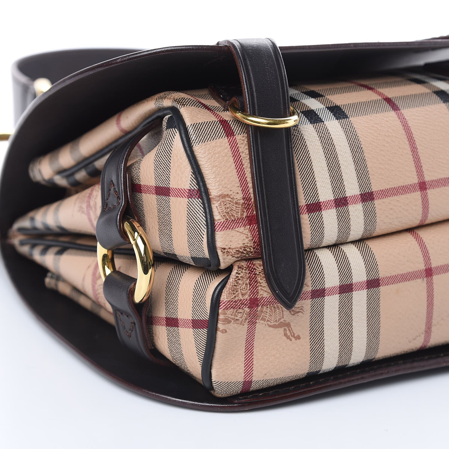 Burberry Haymarket Check Large Bridle Saddle Bag Dark Clove Brown 9 of 14