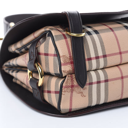 Burberry Haymarket Check Large Bridle Saddle Bag Dark Clove Brown 9 of 14