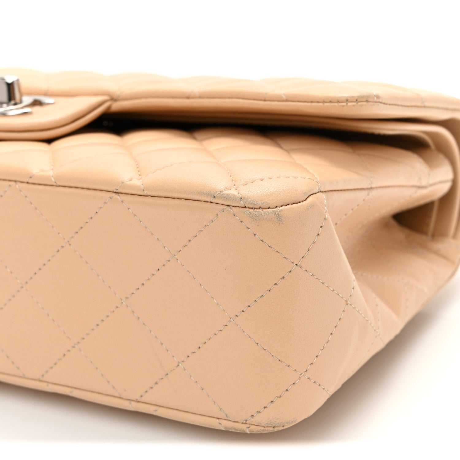 Chanel Lambskin Quilted Medium Double Flap Beige 10 of 12