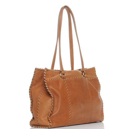 Prada Goatskin Whipstitch Tote Brown 3 of 10