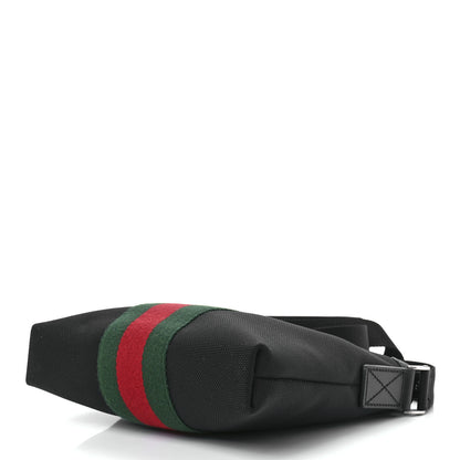 Gucci Techno Canvas Selleria Calfskin Web Small Flat Messenger Bag Black 9 of 11