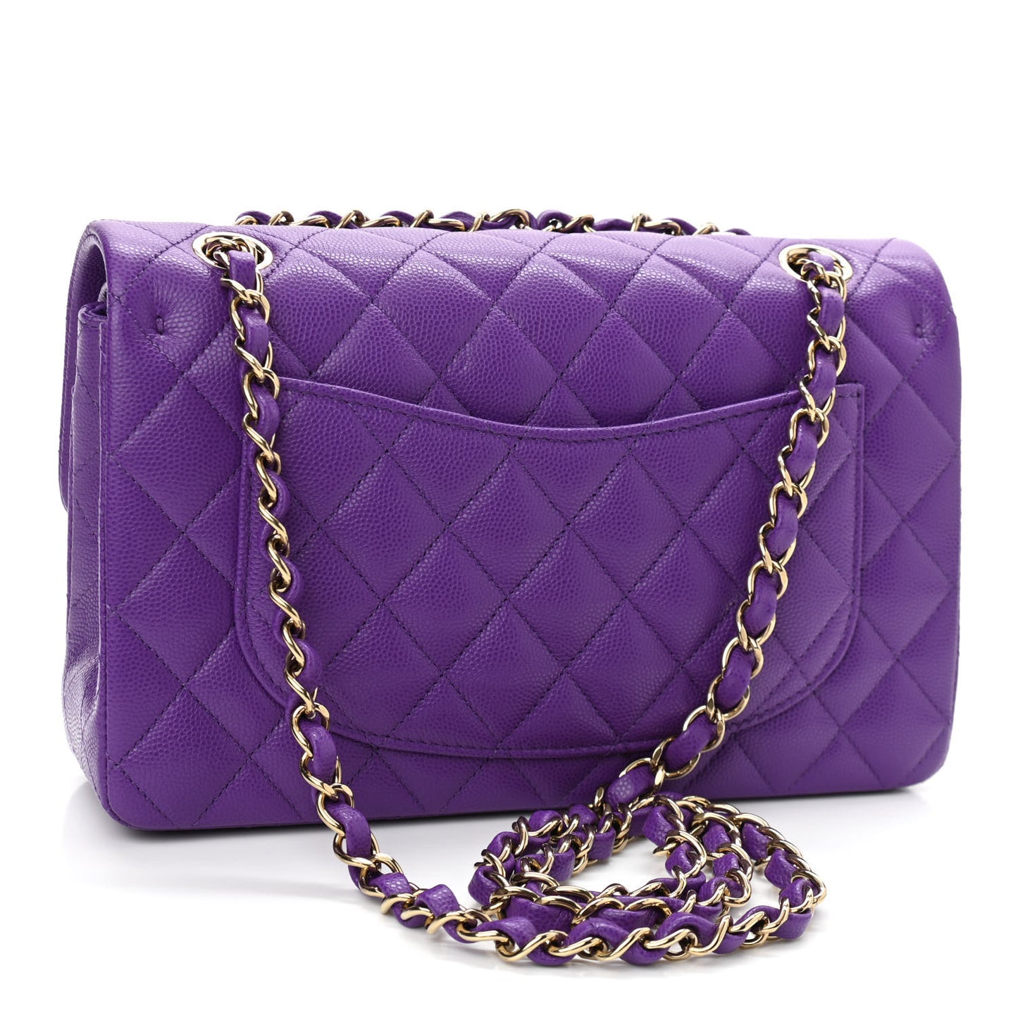Caviar Quilted Small Double Flap Dark Purple