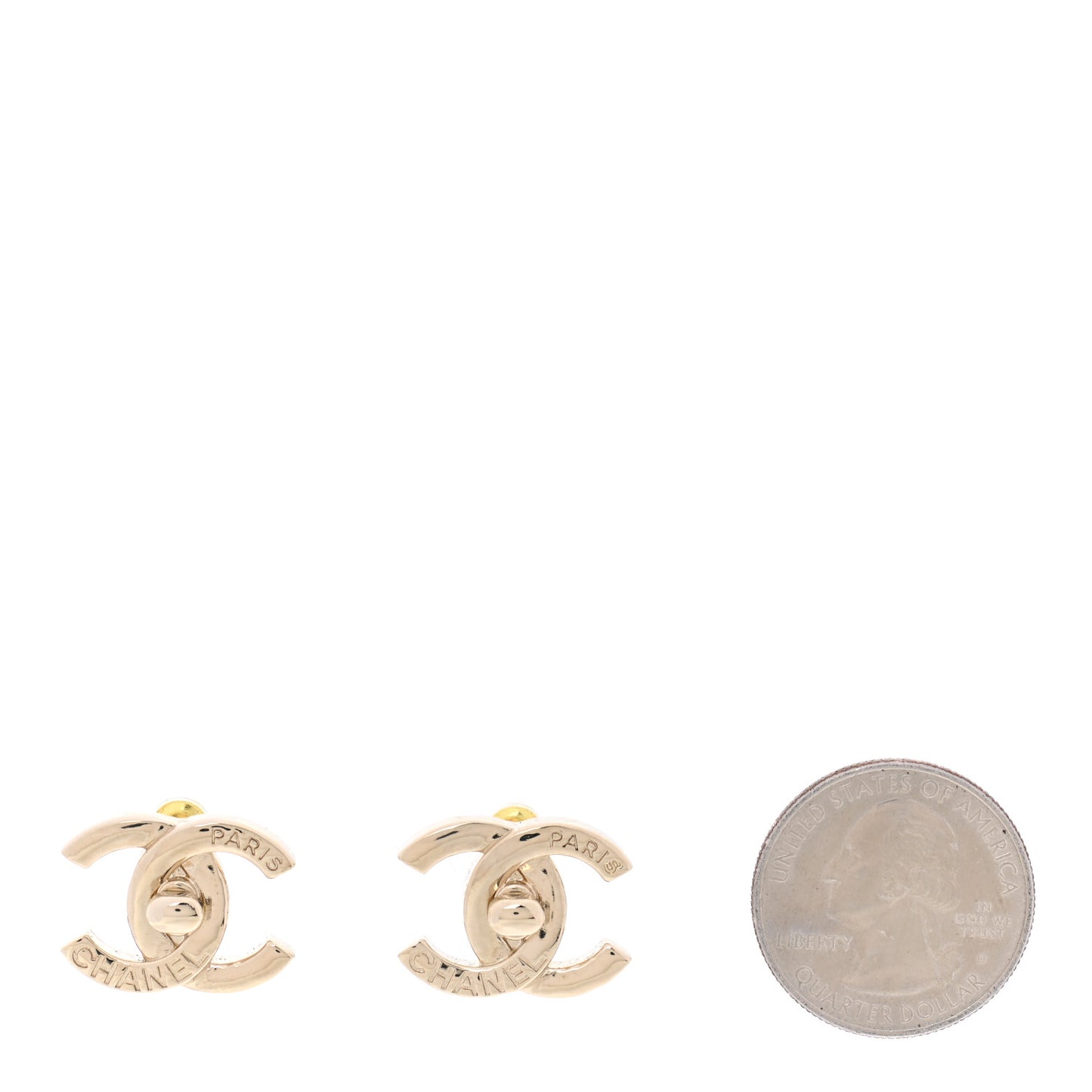 Metal Logo CC Turnlock Earrings Gold