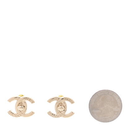 Chanel Metal Logo CC Turnlock Earrings Gold 2 of 5