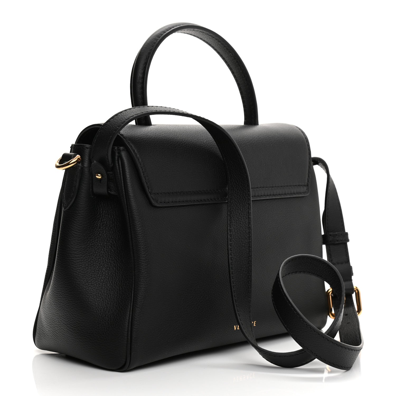 Versace Calfskin Medium La Medusa Top Handle Handbag Black 3 of 21