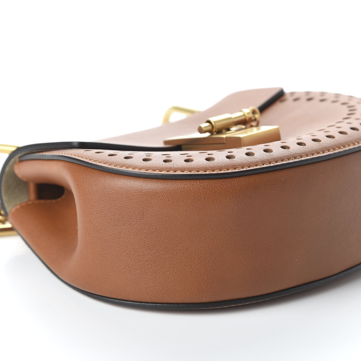 Chloe Calfskin Perforated Mini Drew Shoulder Bag Caramel 6 of 10