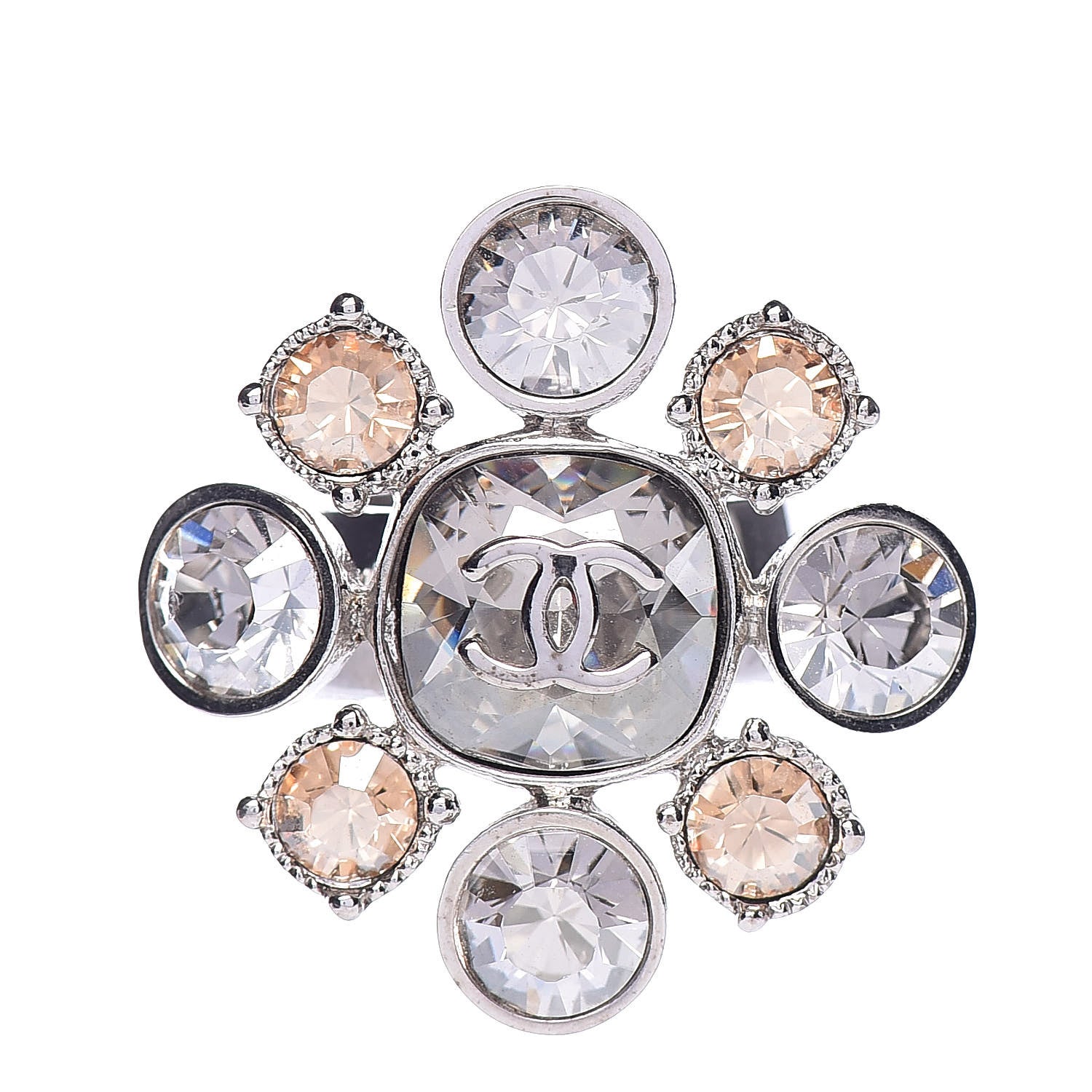 Chanel Crystal CC Ring 6.5 Silver 1 of 7