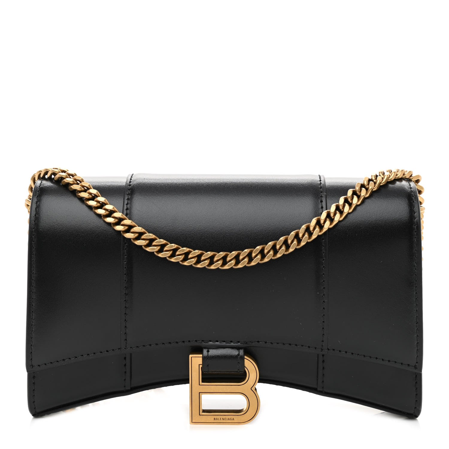 Balenciaga Shiny Box Calfskin Hourglass Chain Bag Black 1 of 7