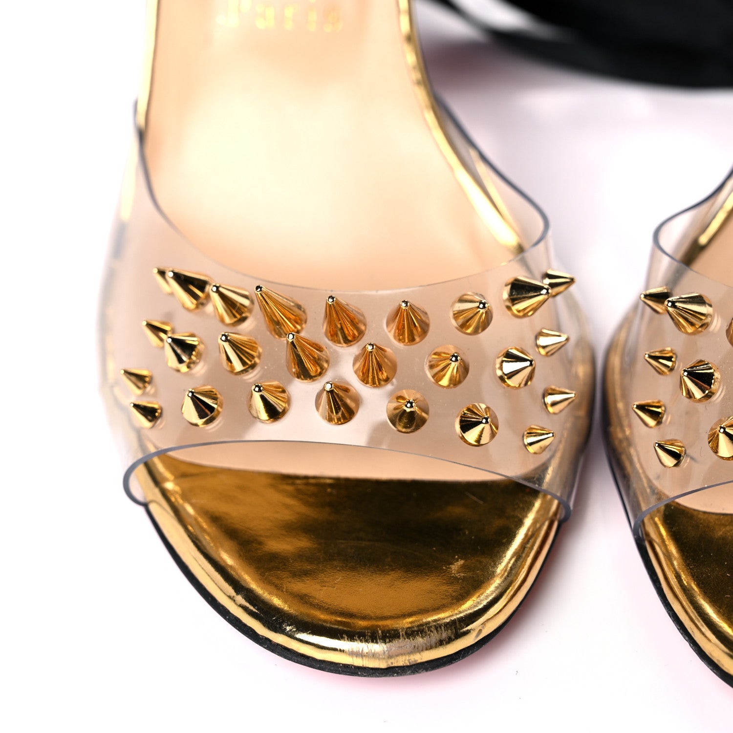 Christian Louboutin PVC Specchio Nappa Laser Barbarissima Sandals 38.5 Black 16 of 16
