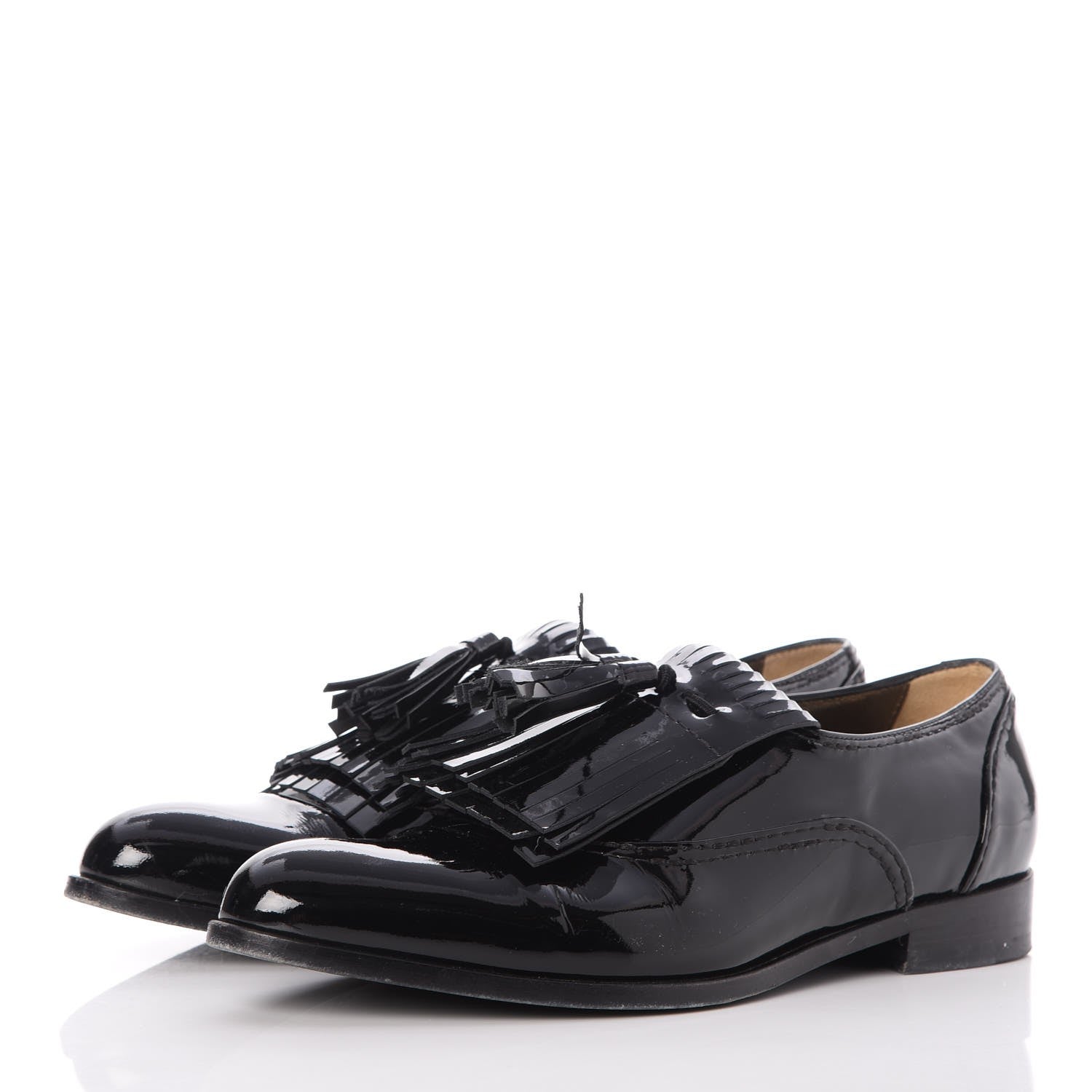 Lanvin Patent Mila Tassel Fringe Loafers 39 Black 3 of 13