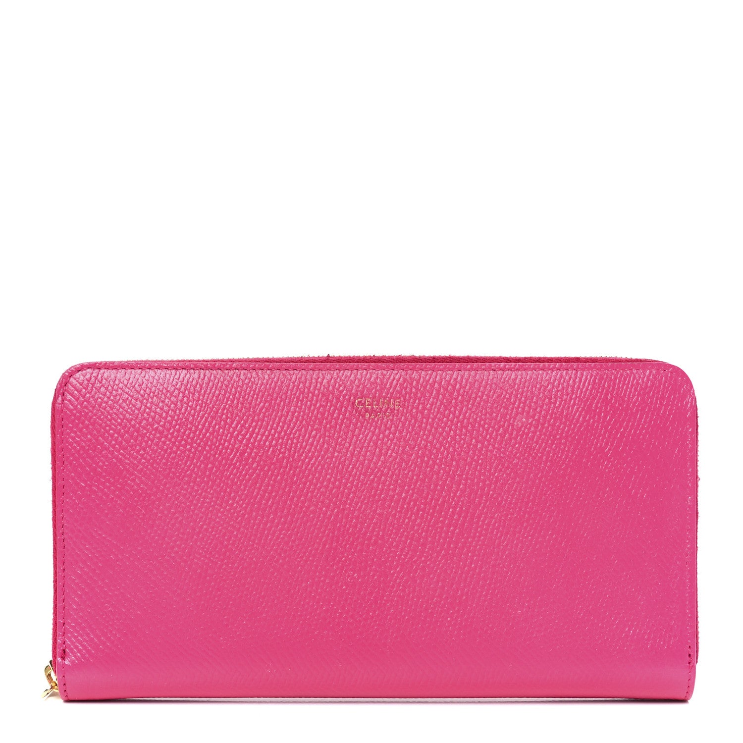 Celine Grained Calfskin Large Zip Around Multifunction Wallet Pink 1 of 11