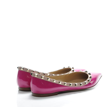 Valentino Garavani Patent Nappa Rockstud Ballerina Flats 38.5 Fuxia Poudre 4 of 8