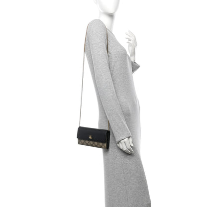 Gucci Dollar Calfskin GG Supreme Monogram Petite GG Marmont Wallet Chain Bag Black Beige Ebony 2 of 13