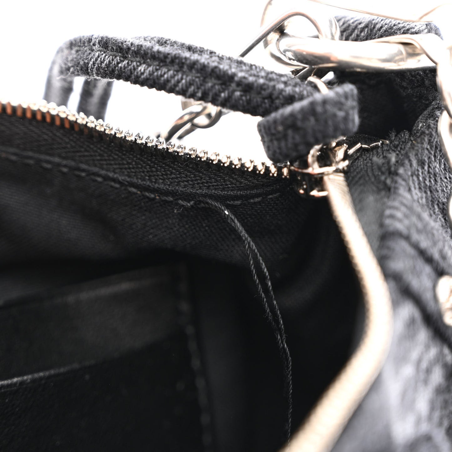 Washed Denim BB Monogram Le Cagole Mini Purse With Chain Black
