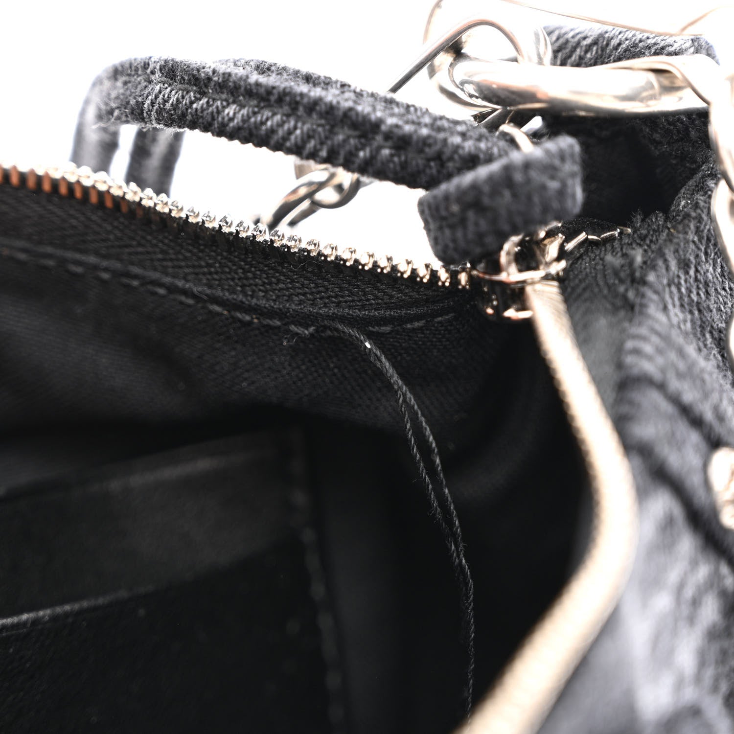 Balenciaga Washed Denim BB Monogram Le Cagole Mini Purse With Chain Black 5 of 12