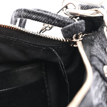 Balenciaga Washed Denim BB Monogram Le Cagole Mini Purse With Chain Black 5 of 12