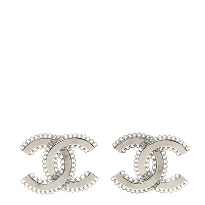 Chanel Scalloped CC Earrings Silver 1 of 5