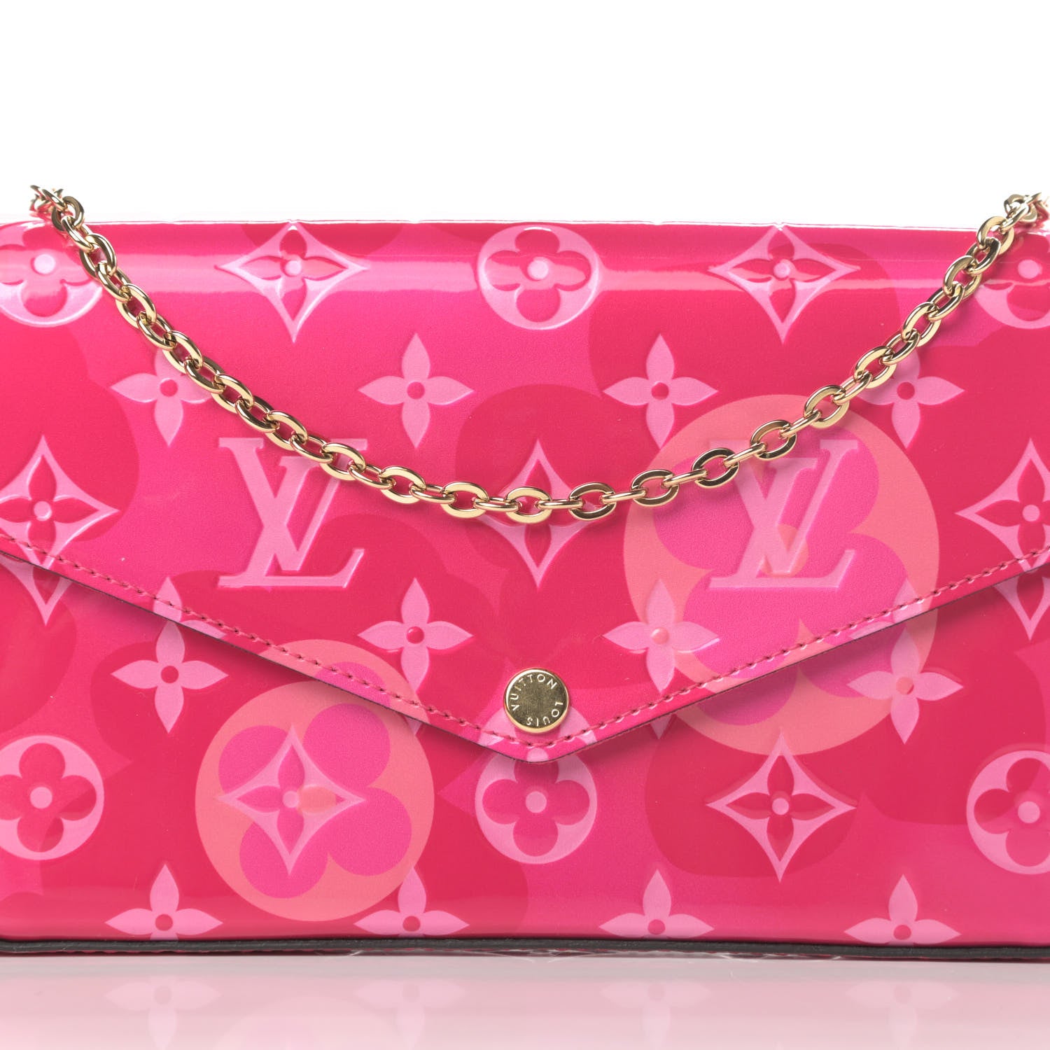 Louis Vuitton Vernis Valentine Pochette Felicie Chain Wallet Fuchsia 10 of 13