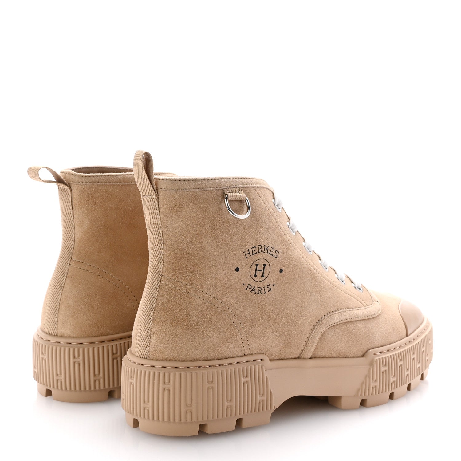 Hermes Cotton Twill Calfskin Itineraire Ankle Boots 36 Beige Argile 5 of 9