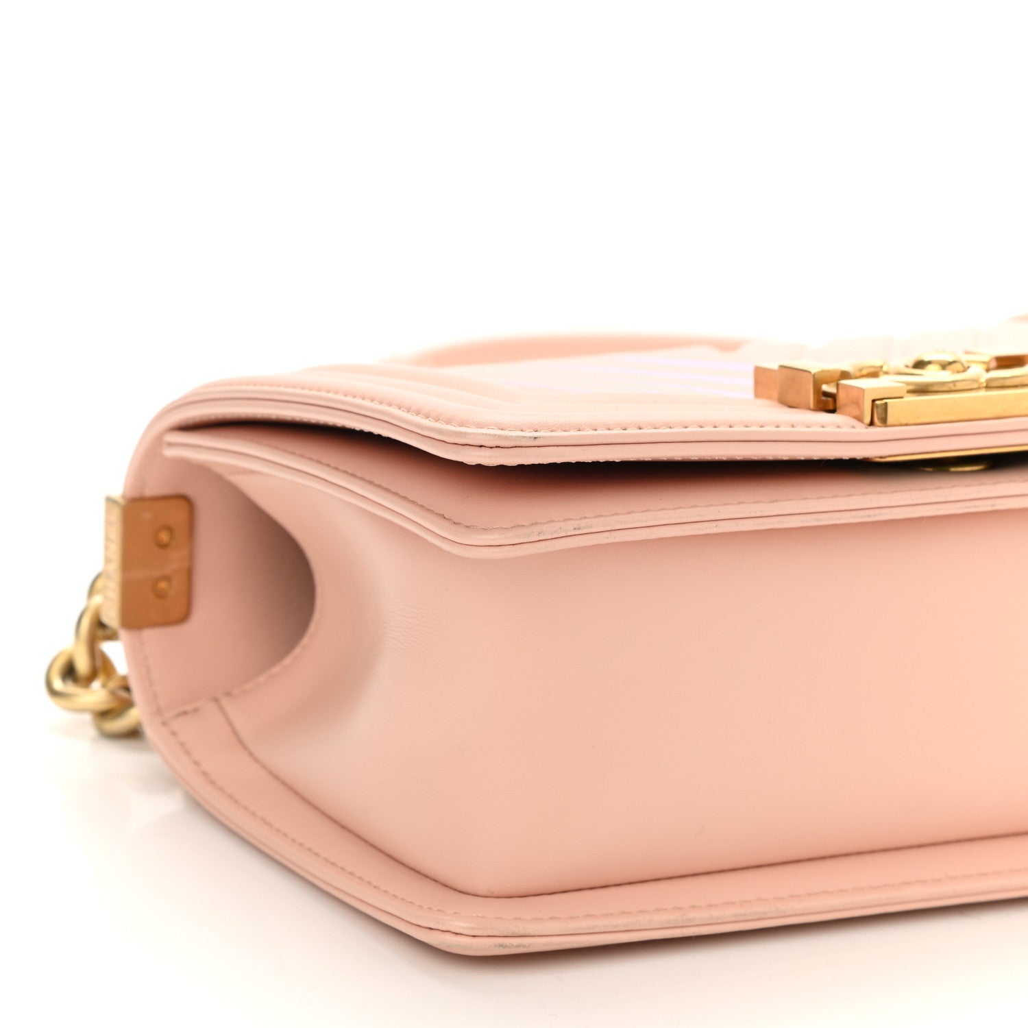 Chanel Calfskin Painted Chevron Embossed Medium Boy Flap Pink 9 of 12