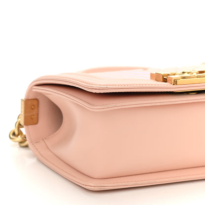 Chanel Calfskin Painted Chevron Embossed Medium Boy Flap Pink 9 of 12