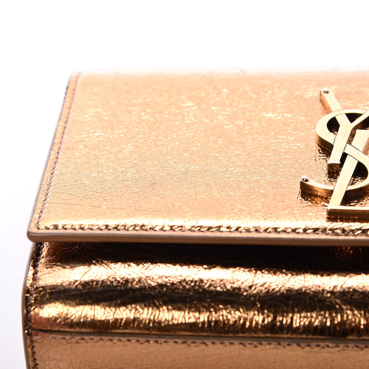 Saint Laurent Metallic Calfskin Small Classic Monogram Kate Satchel Bronze 10 of 10