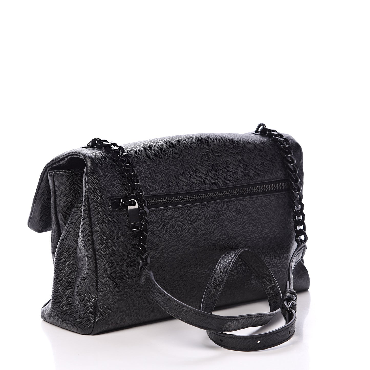 Grain De Poudre Medium West Hollywood Monogram Fold-Over Black