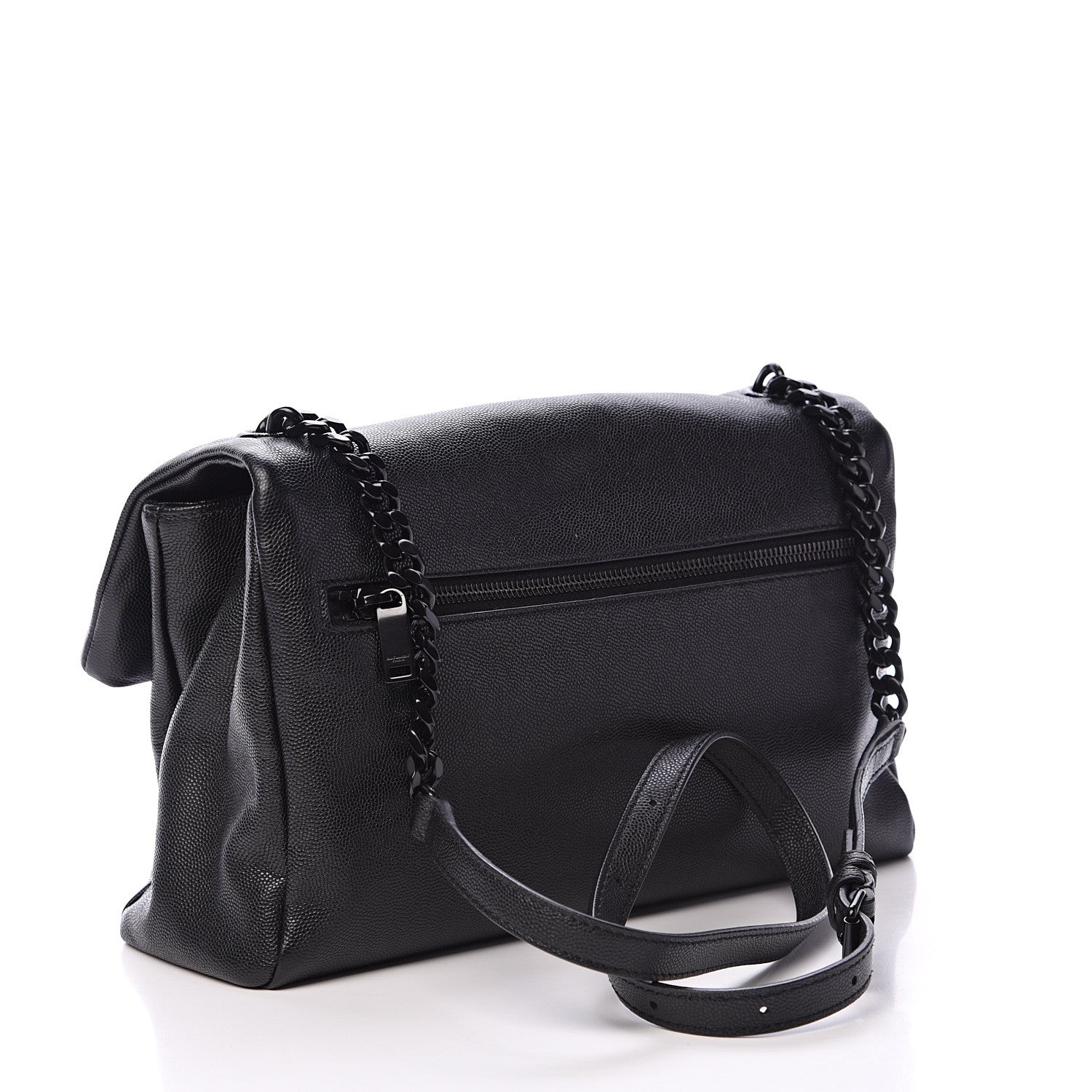 Saint Laurent Grain De Poudre Medium West Hollywood Monogram Fold-Over Black 2 of 9