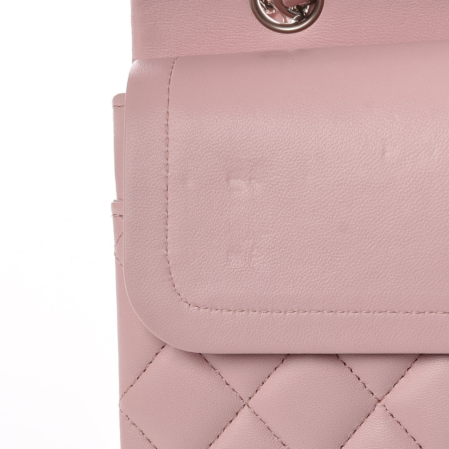 Lambskin Quilted Medium Double Flap Light Pink