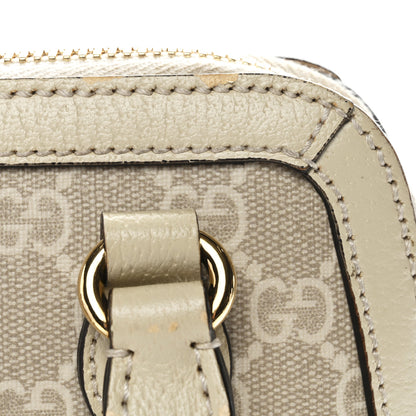 Gucci GG Supreme Monogram Textured Dollar Calfskin Mini Horsebit 1955 Top Handle Bag Beige Mystic White Oatmeal 13 of 13
