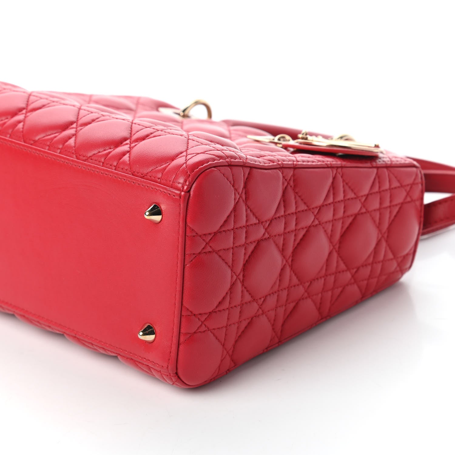 Christian Dior Lambskin Cannage Medium Lady Dior Red 7 of 10