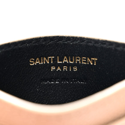 Saint Laurent Grain De Poudre Matelasse Chevron Monogram Credit Card Case Cork 6 of 7