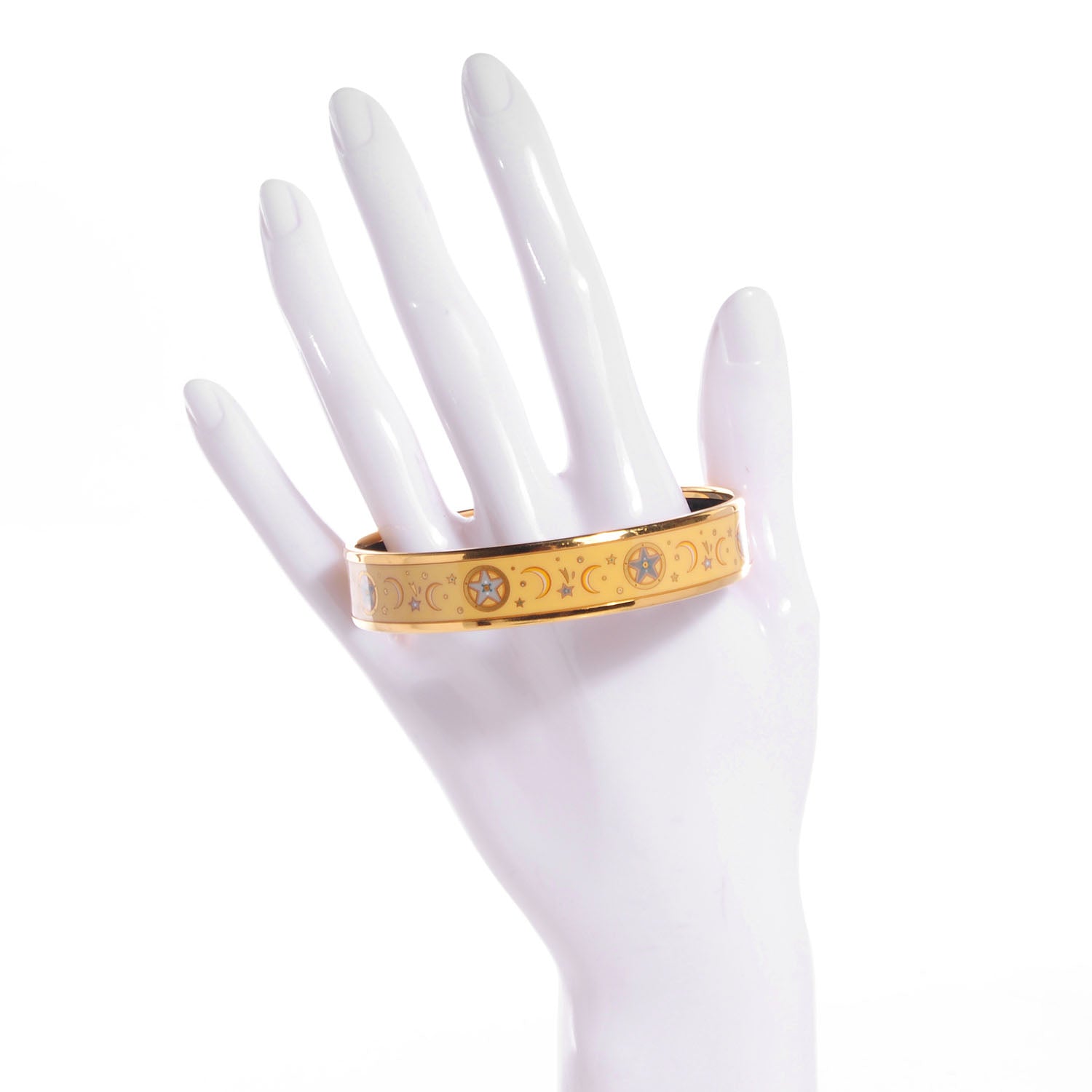 Hermes Enamel Printed Medium Moon Stars Bracelet 70 Yellow 2 of 6