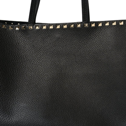 Valentino Garavani Grained Calfskin Rockstud Shoulder Tote Black 7 of 9