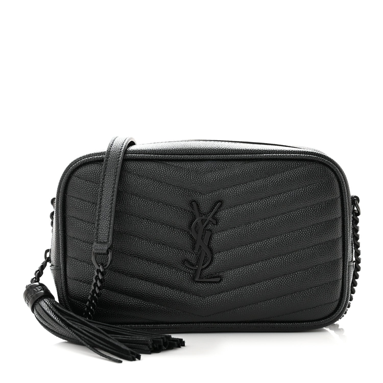 Saint Laurent Grain De Poudre Matelasse Monochrome Monogram Mini Lou Camera Bag Black 1 of 11