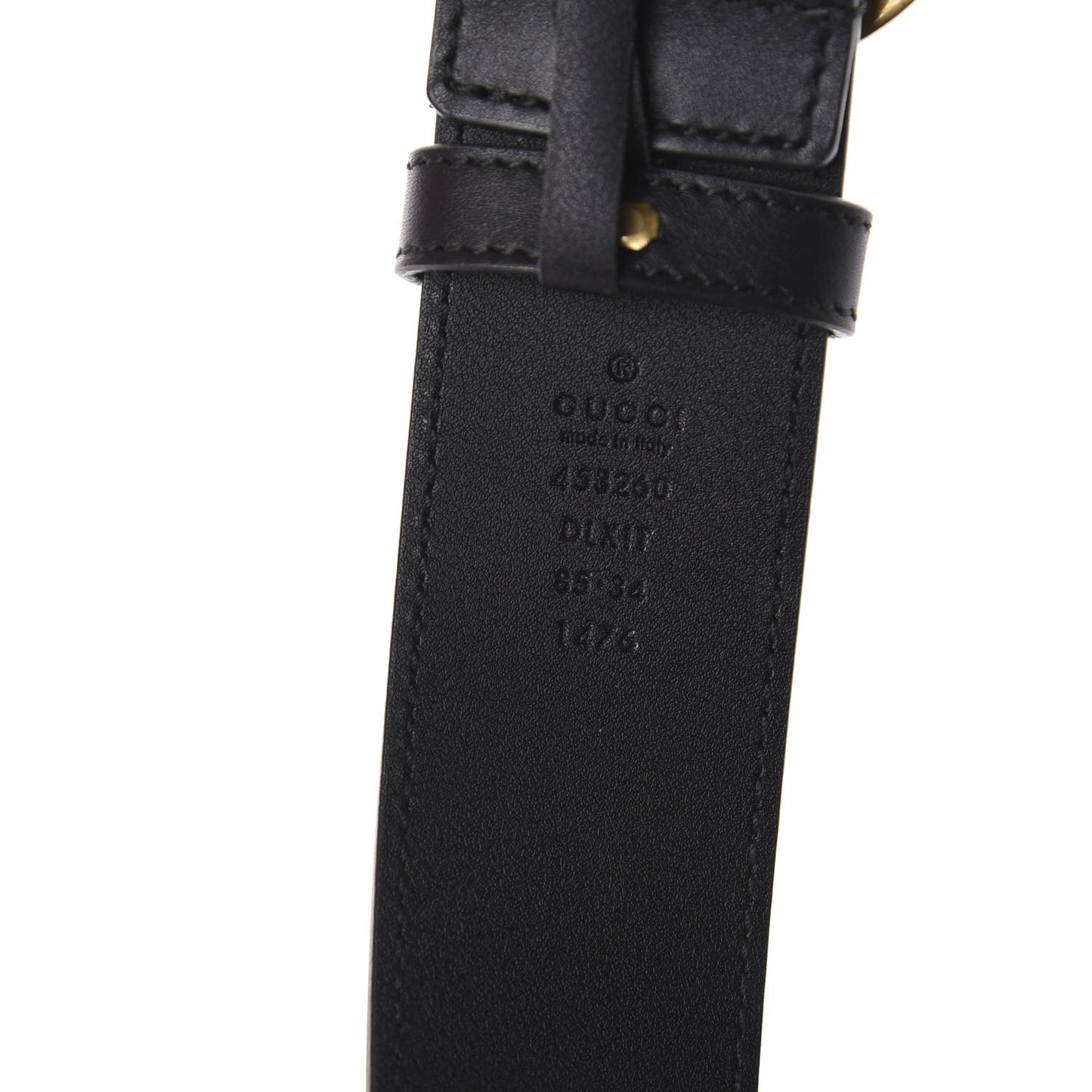 Moon Calfskin Pearl Double G 40mm Belt 85 34 Black Cream