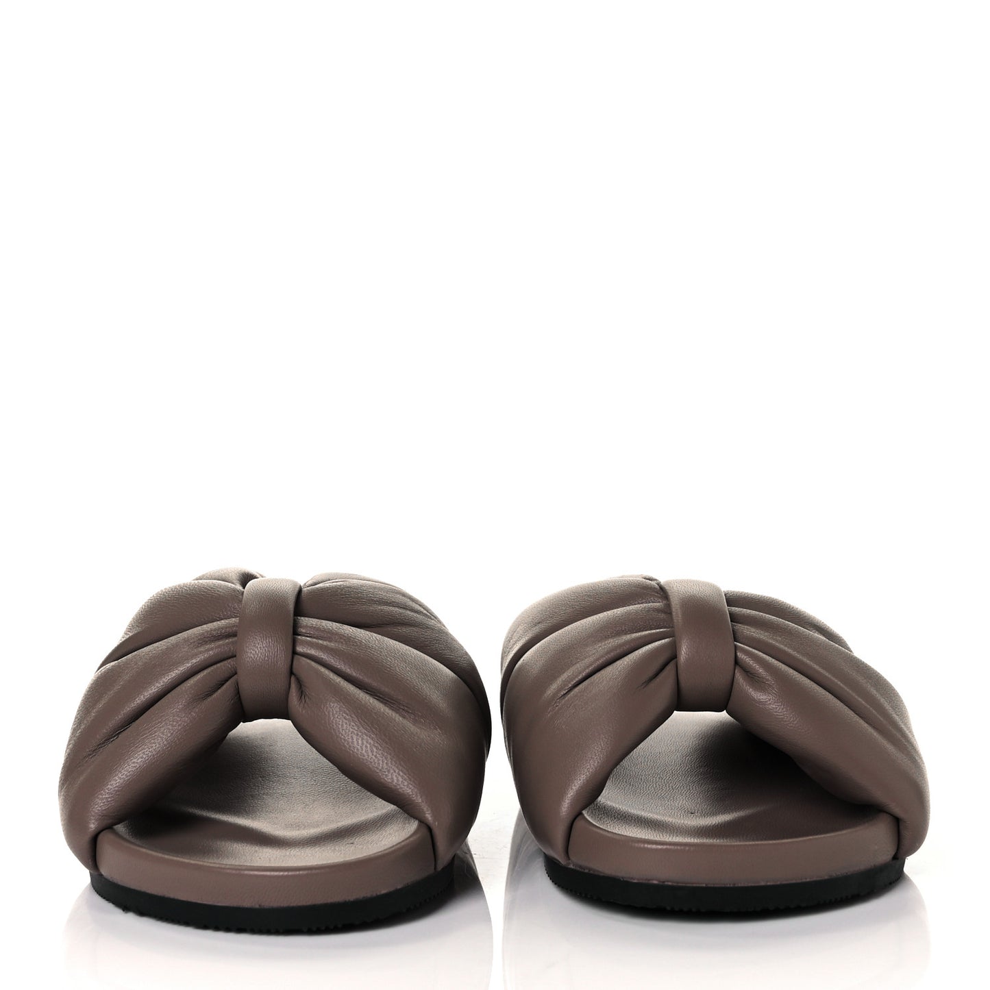 Lambskin Puffy Slide Sandals 36 Mink Grey White