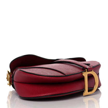 Christian Dior Grained Calfskin Saddle Bag Burgundy 3 of 8