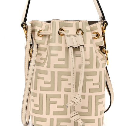 Fendi Vitello Liberty F is Fendi Bi-Color FF 1974 Embossed Mini Mon Tresor Bucket Bag Camelia Mandorlo 8 of 10