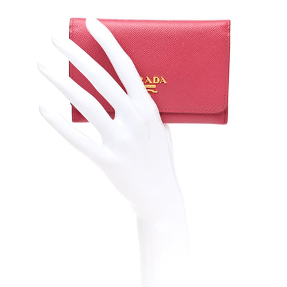 Prada Saffiano Metal Flap Wallet Peonia 2 of 11