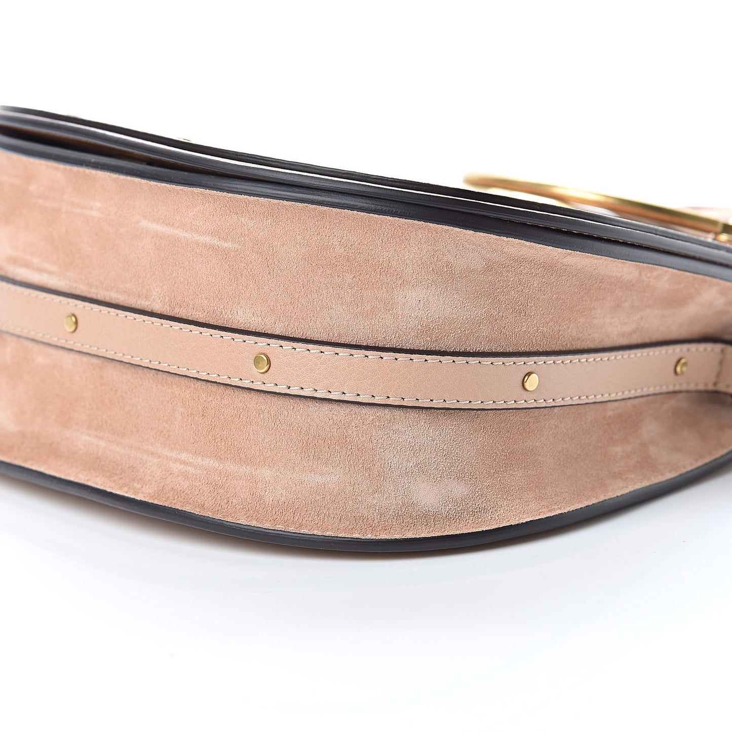 Calfskin Suede Medium Nile Bracelet Bag Biscotti Beige