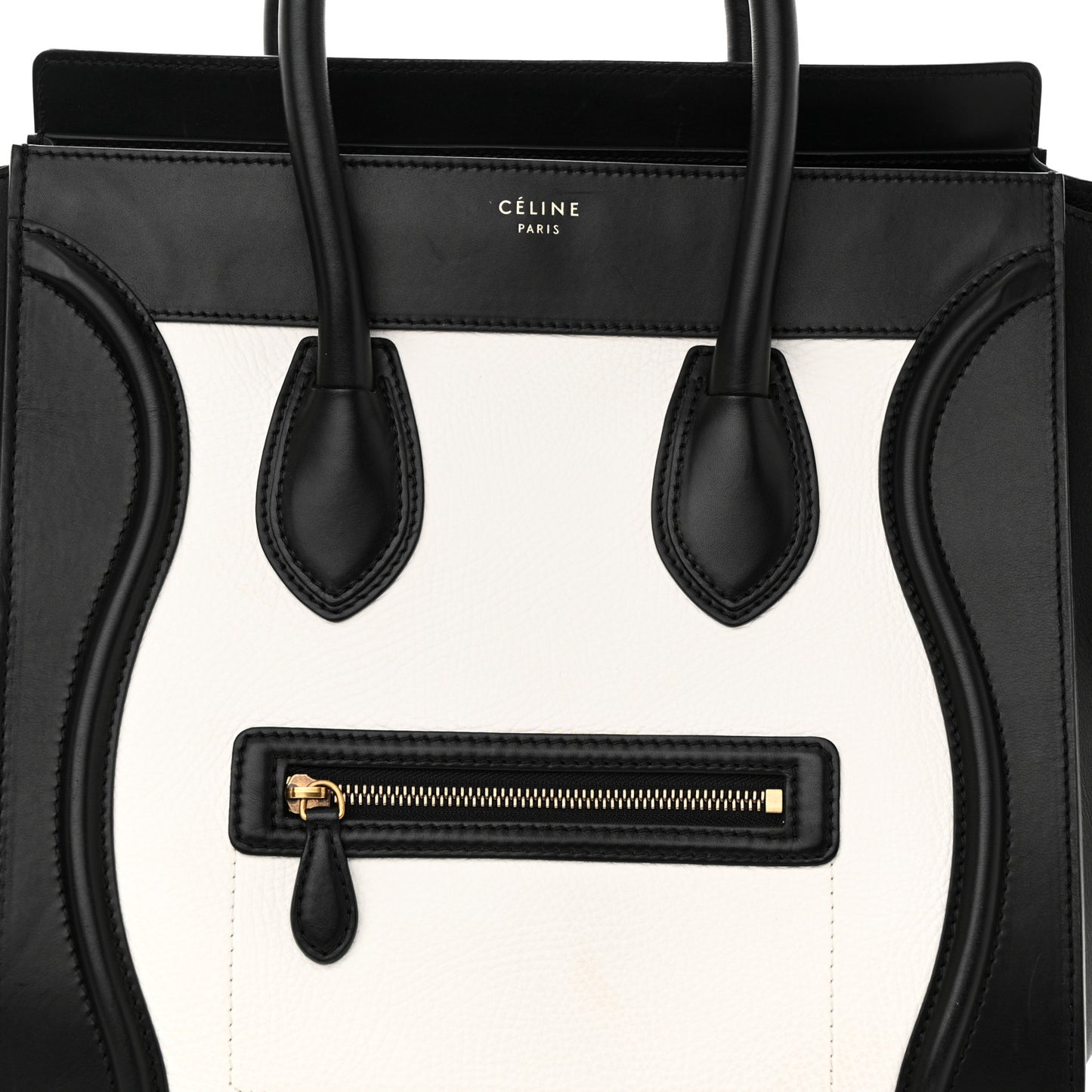 Elephant Calfskin Mini Bi-Color Luggage Black White