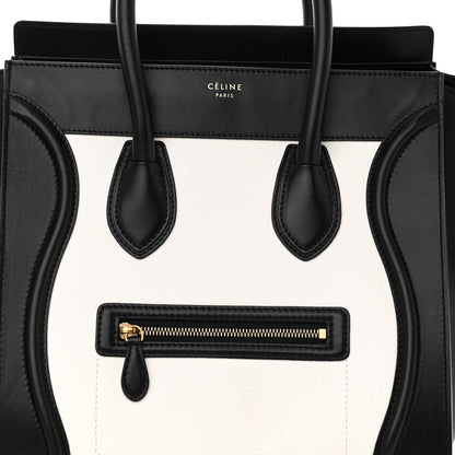 Celine Elephant Calfskin Mini Bi-Color Luggage Black White 7 of 11