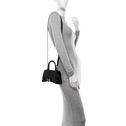 Balenciaga Shiny Box Calfskin Hourglass Top Handle Bag XS Black 2 of 13